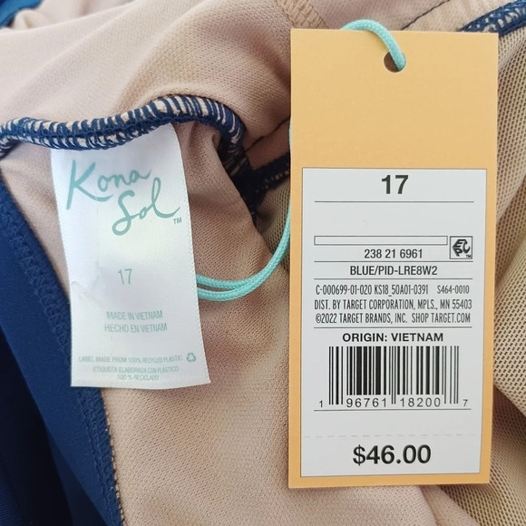 Kona Sol Navy One Piece Beach Summer Swim - Picture 4 of 8